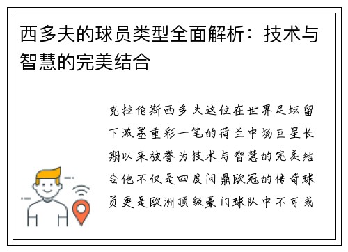 西多夫的球员类型全面解析：技术与智慧的完美结合